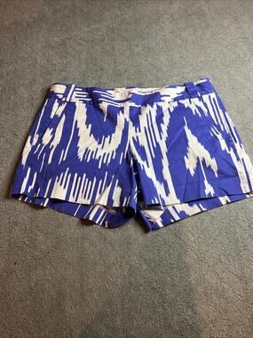 J.Crew Stretch Blue and White Ikat Pattern Casual Shorts Size 12 B211